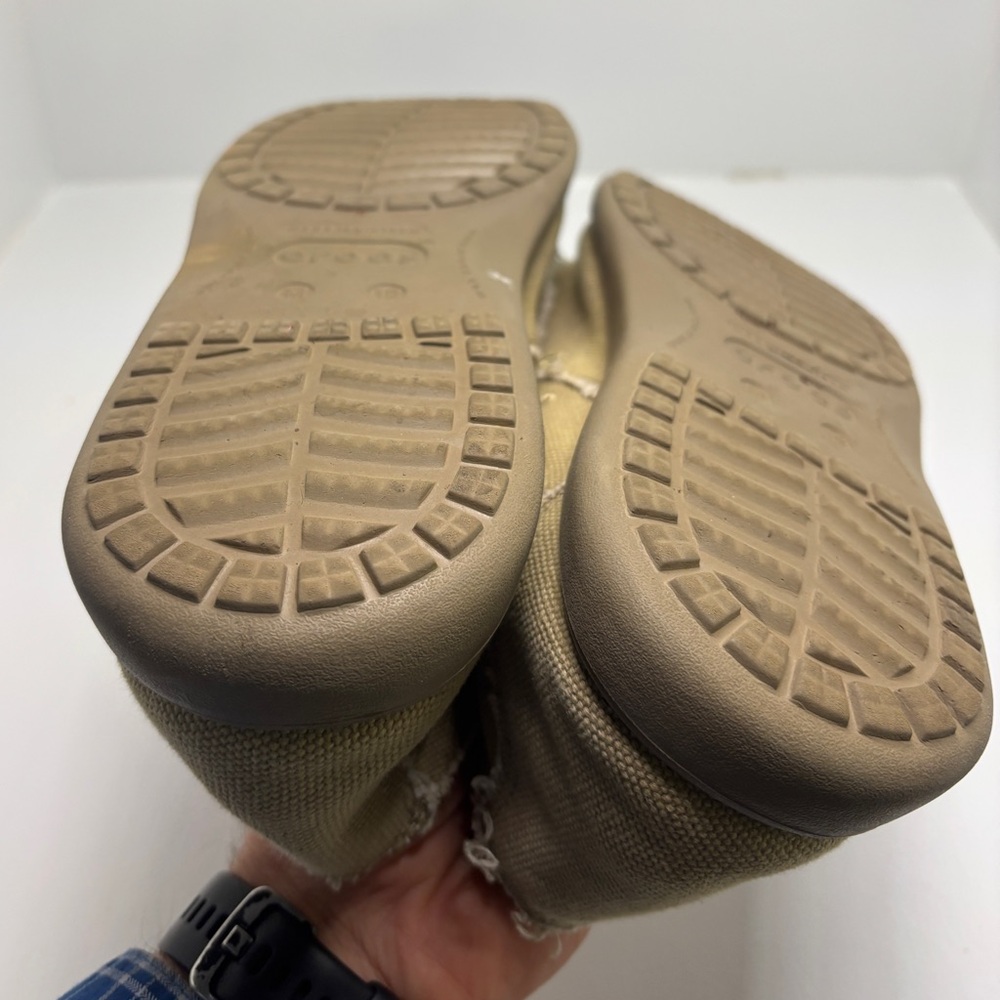 Crocs Santa Cruz Canvas Loafers Men’s 12 Tan Slip On Casual Comfort Shoes - Picture 11 of 15